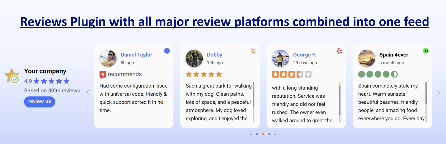 Reviews Widgets for Google, Yelp & TripAdvisor