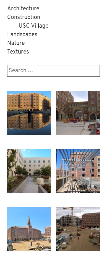 Two-column featured image gallery widget in a custom theme's sidebar.