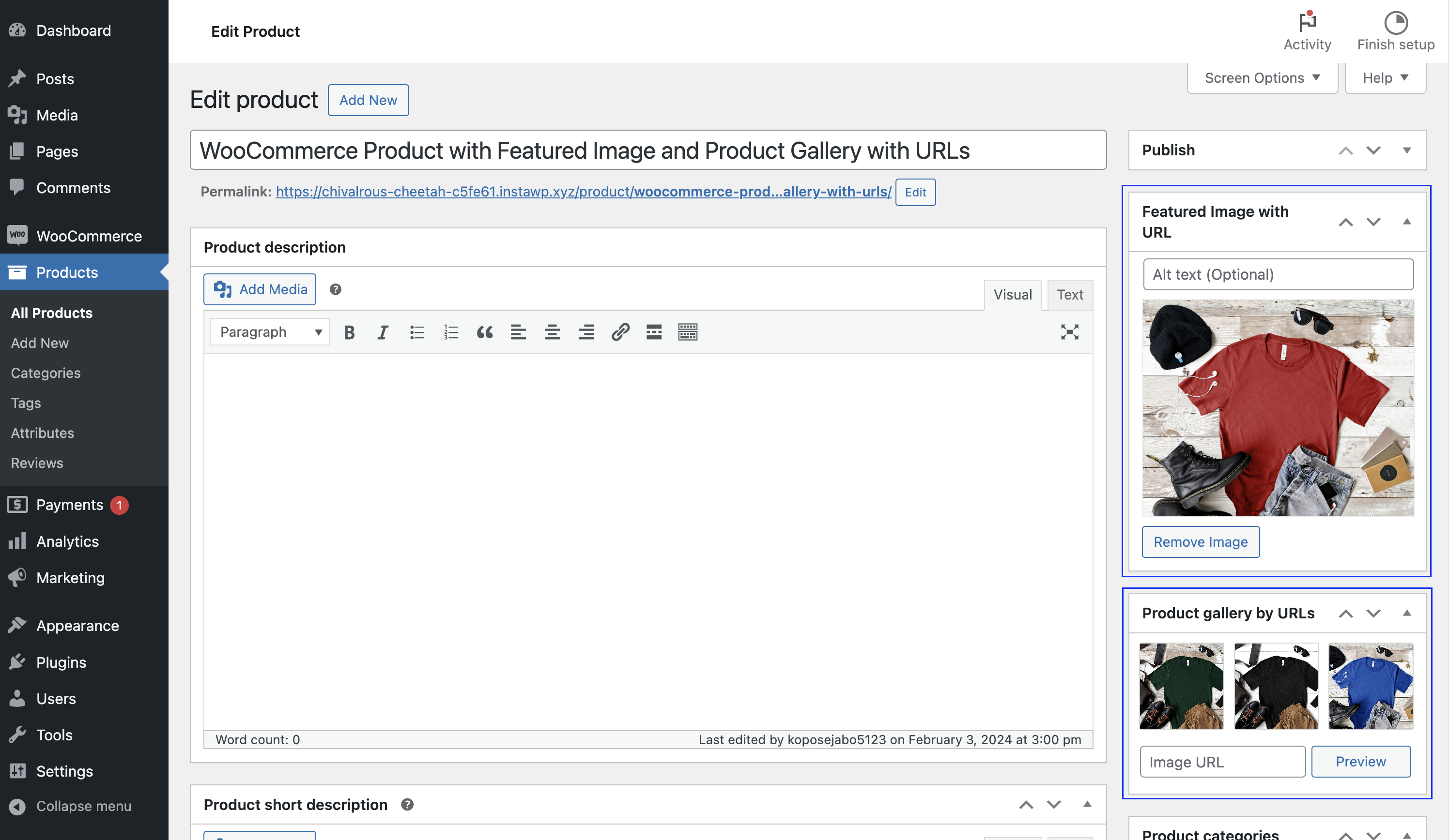 WooCommerce Product Featured Image by External URL &amp; Product Gallery from External URLs.