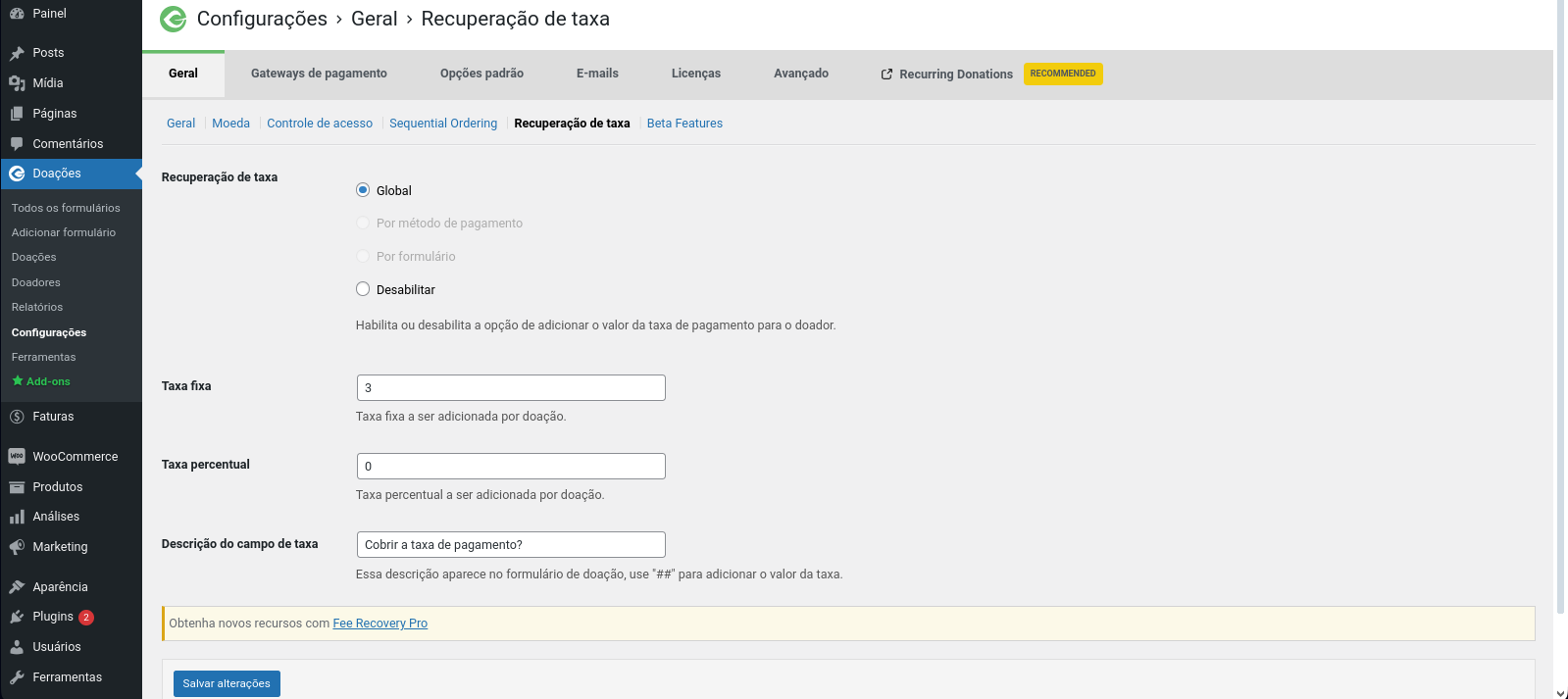 Configuration page