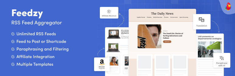 Agregador RSS de Feedzy-Potente Agregador de Noticias y Autoblogging de WP
