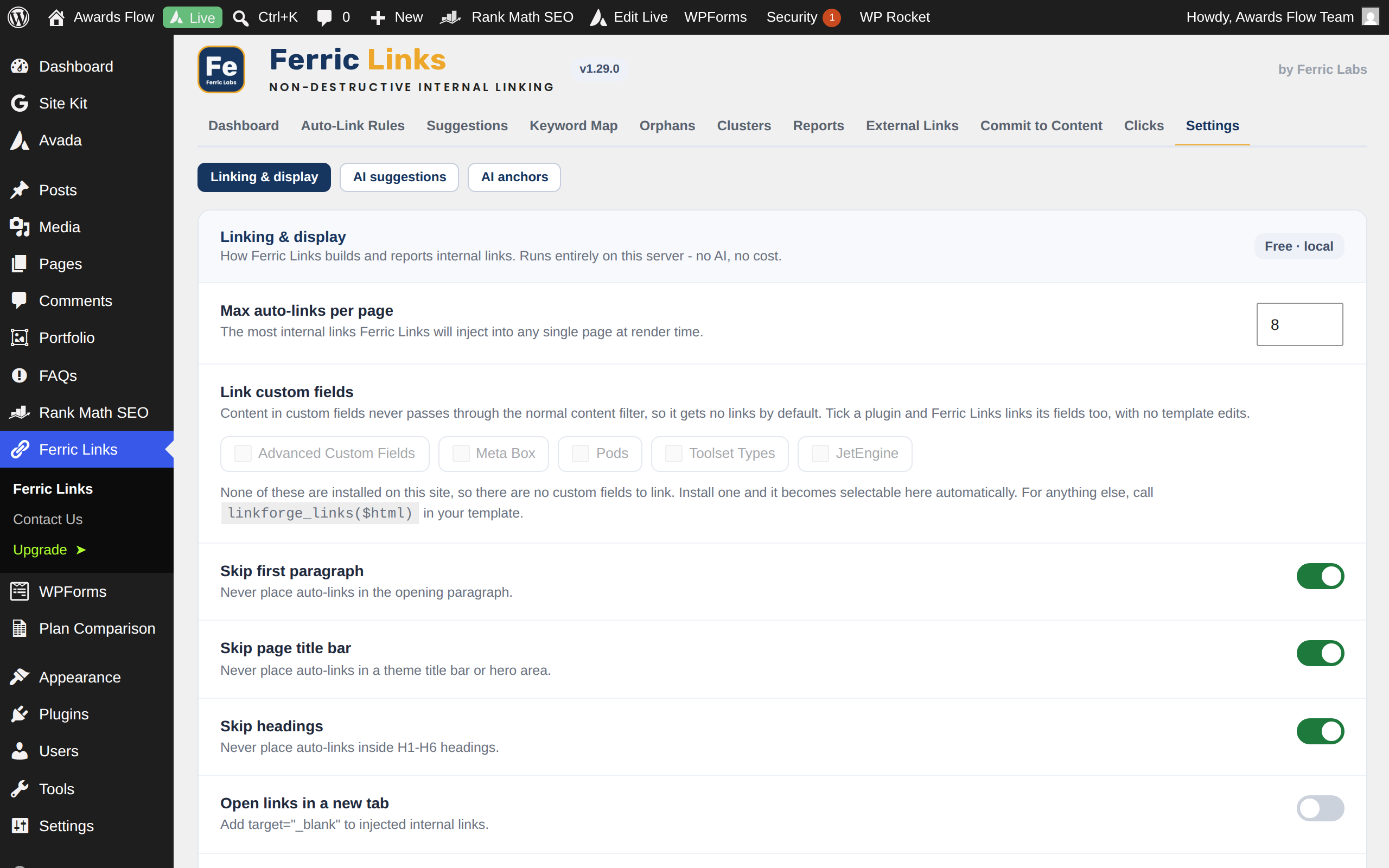 Settings - keep it local and free, or bring your own AI key.