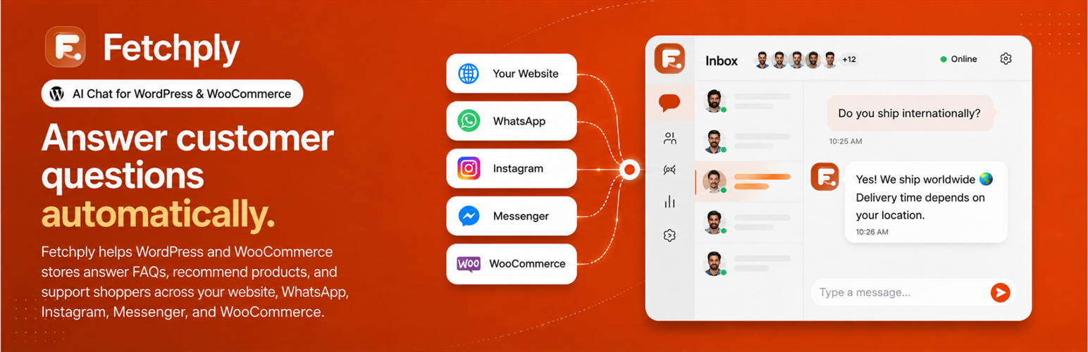 WordPress 外掛 Fetchply – AI Chatbot and Live Chat 的封面圖片