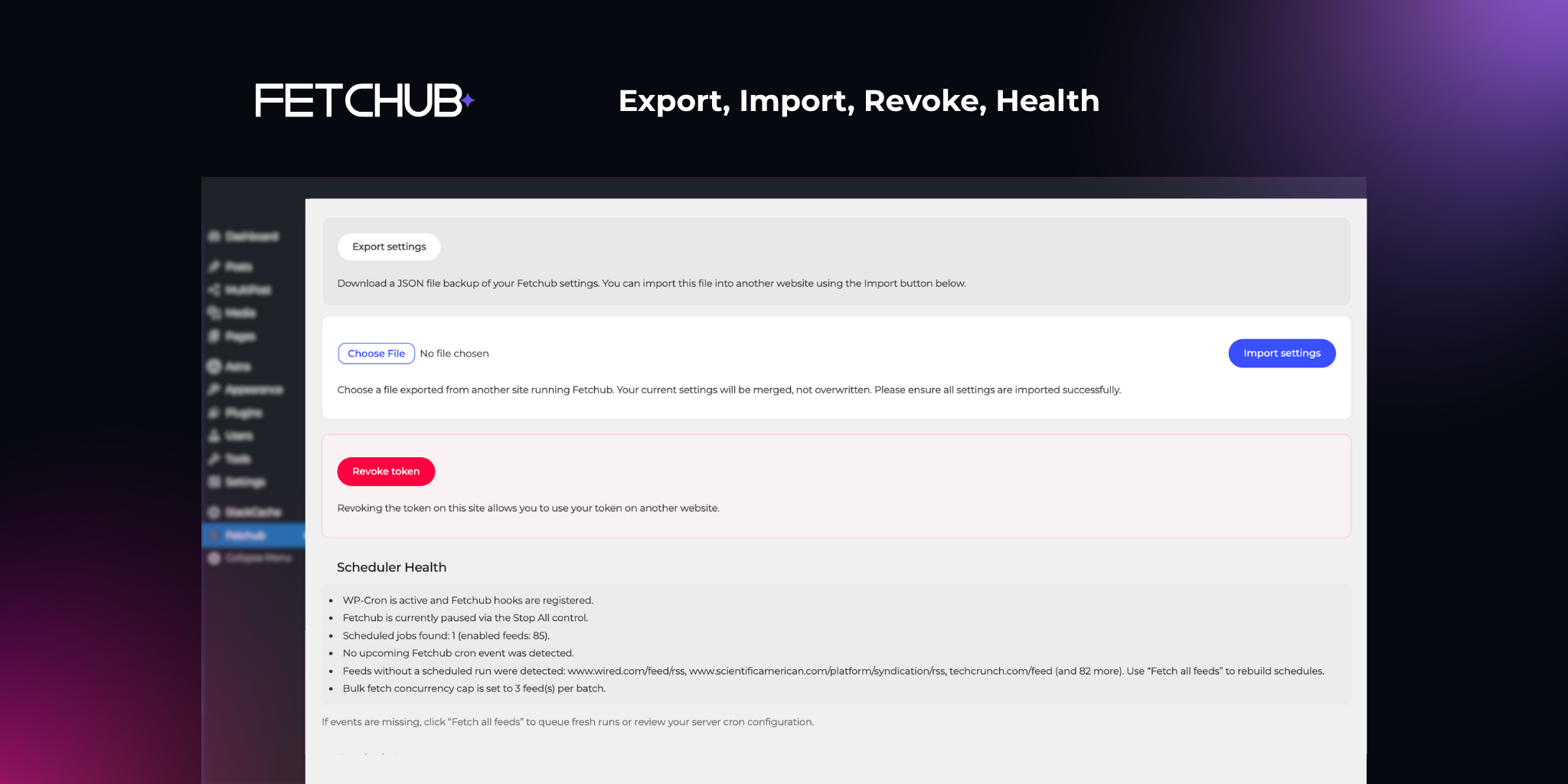 Export / Import – Move your setup in one step.