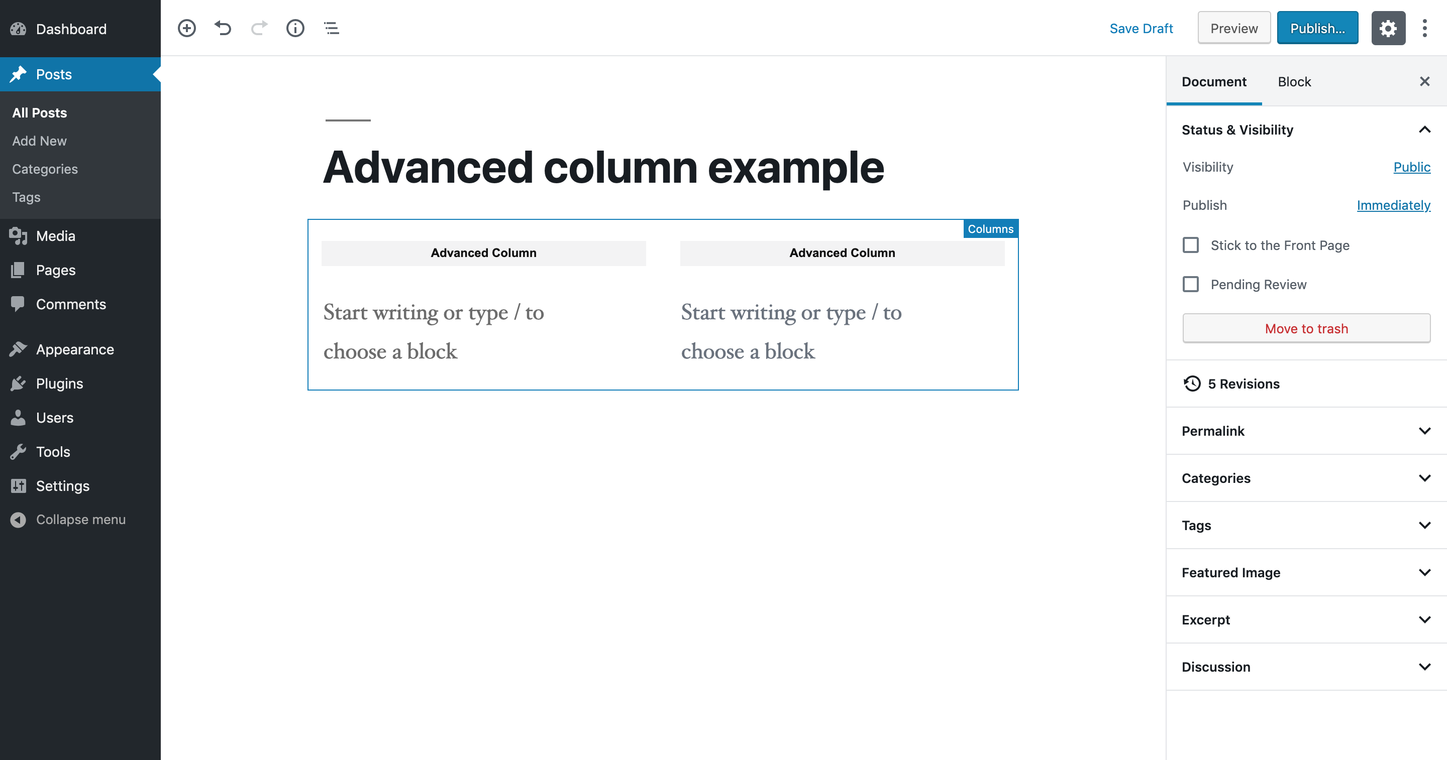 FF Block Advanced Columns