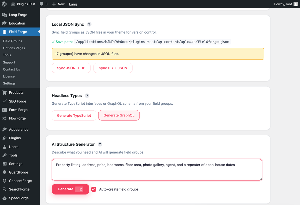 AI schema generator (Pro)