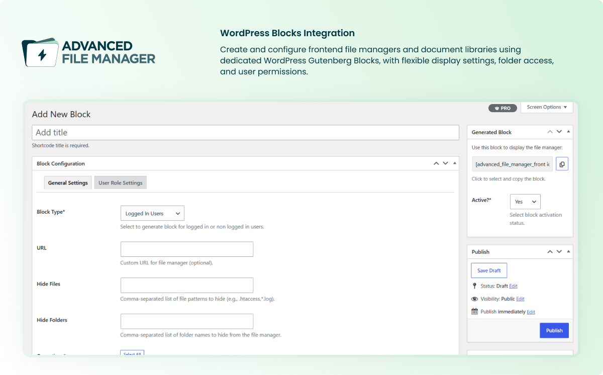 Frontend Block Support