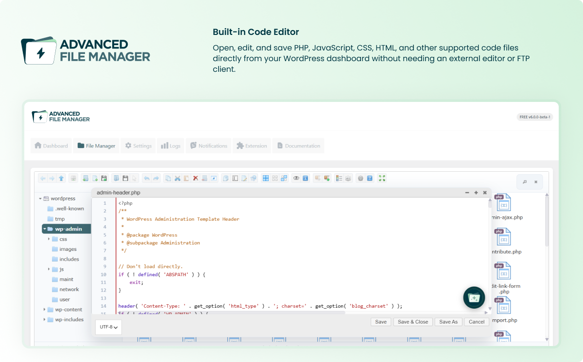 Built-in Code Editor (ACE)