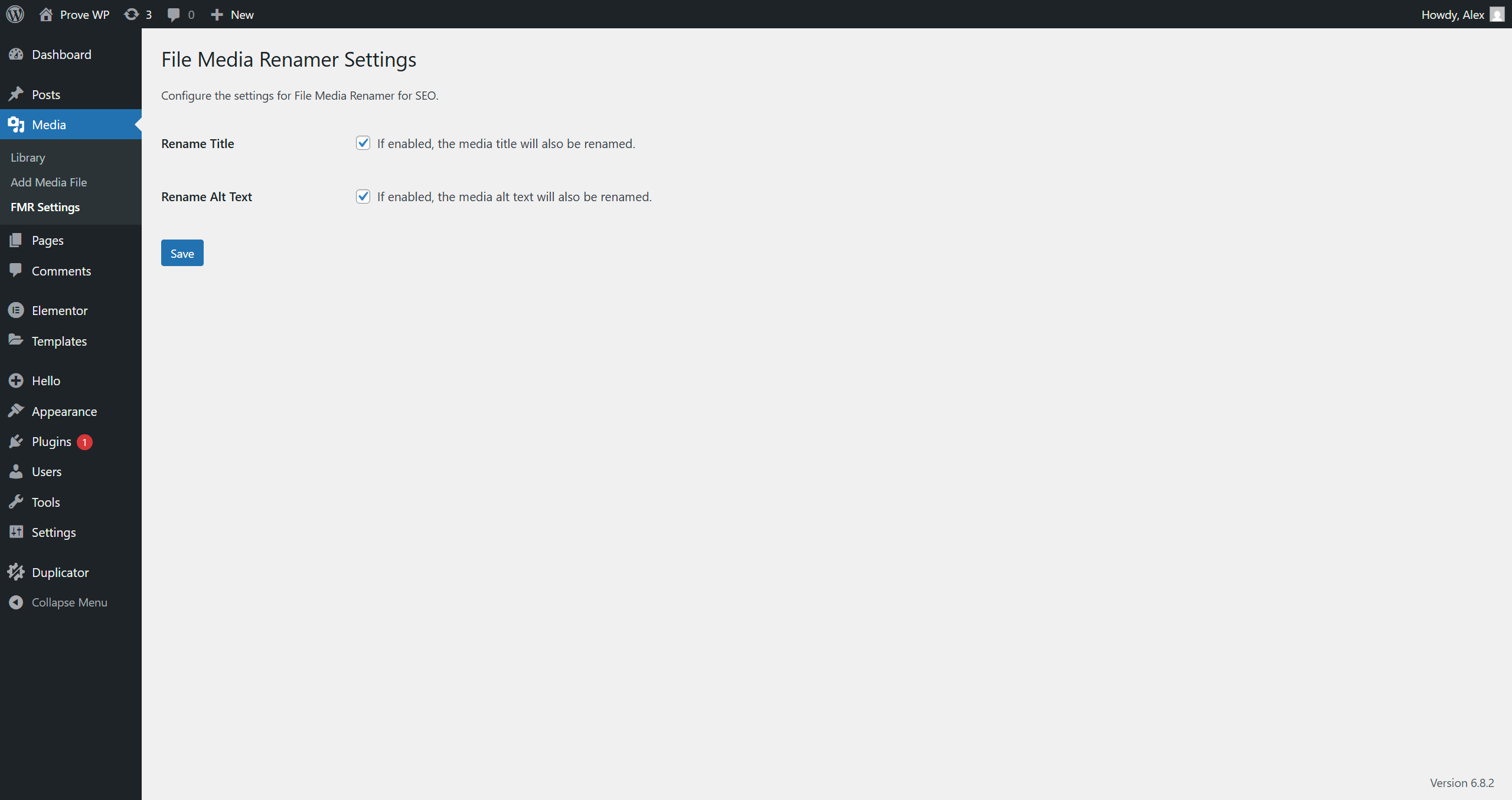 media settings - File Media Renamer for tedious Media Renaming in WordPress