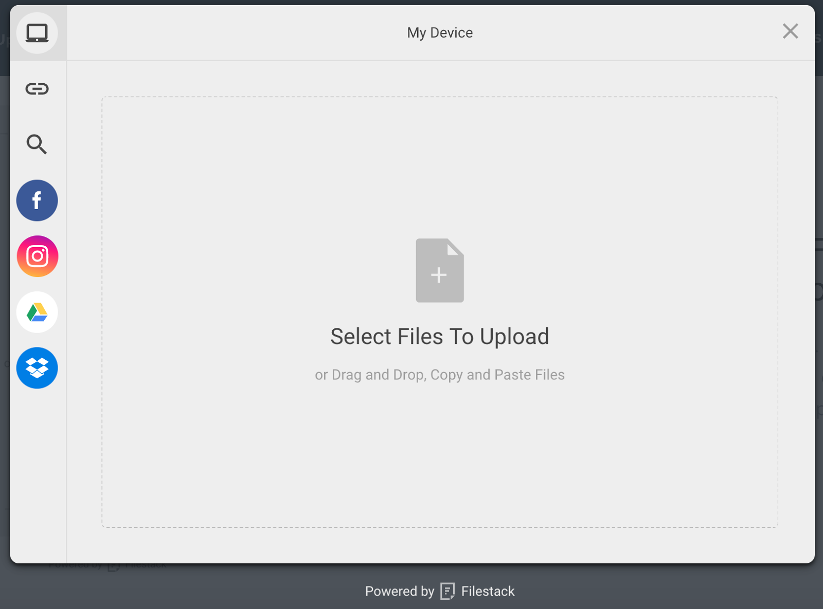 Filestack document upload UI