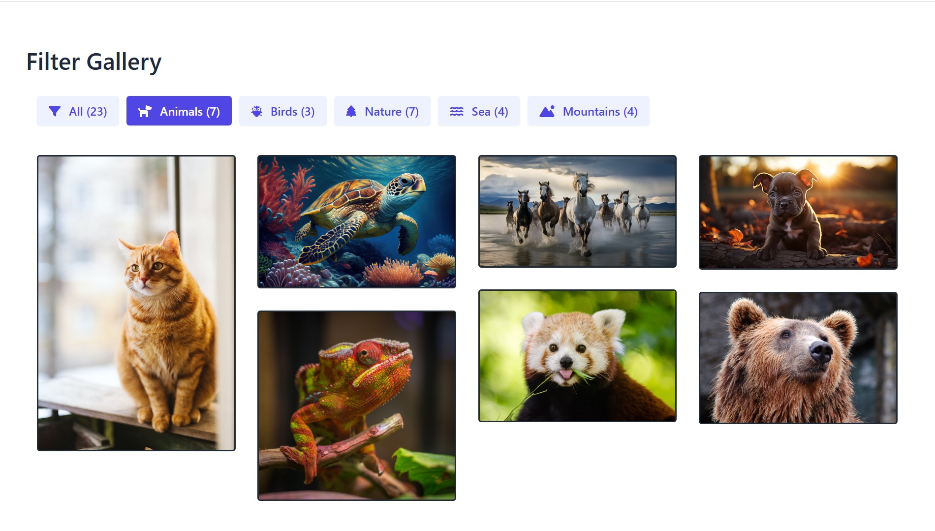 Filter Gallery: Active Filter 'Animals'