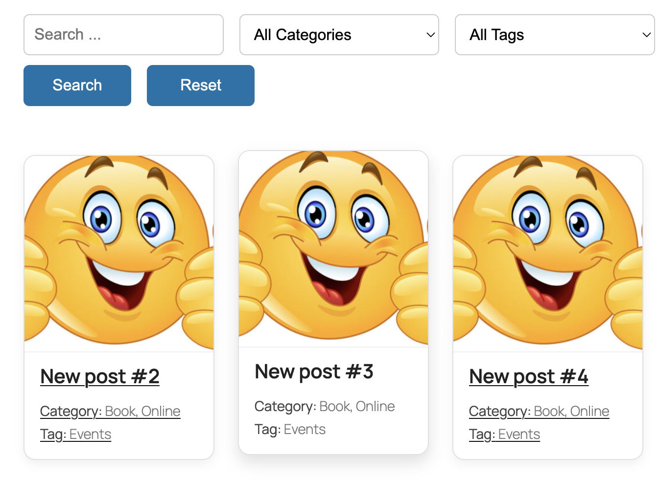 AJAX results with keyword highlights