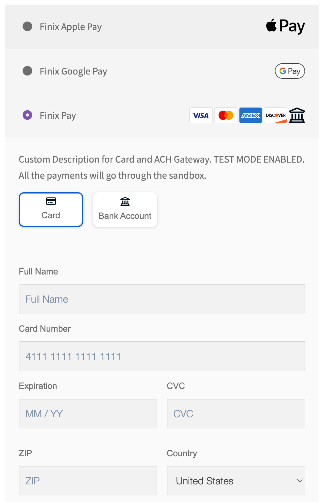 Payment form