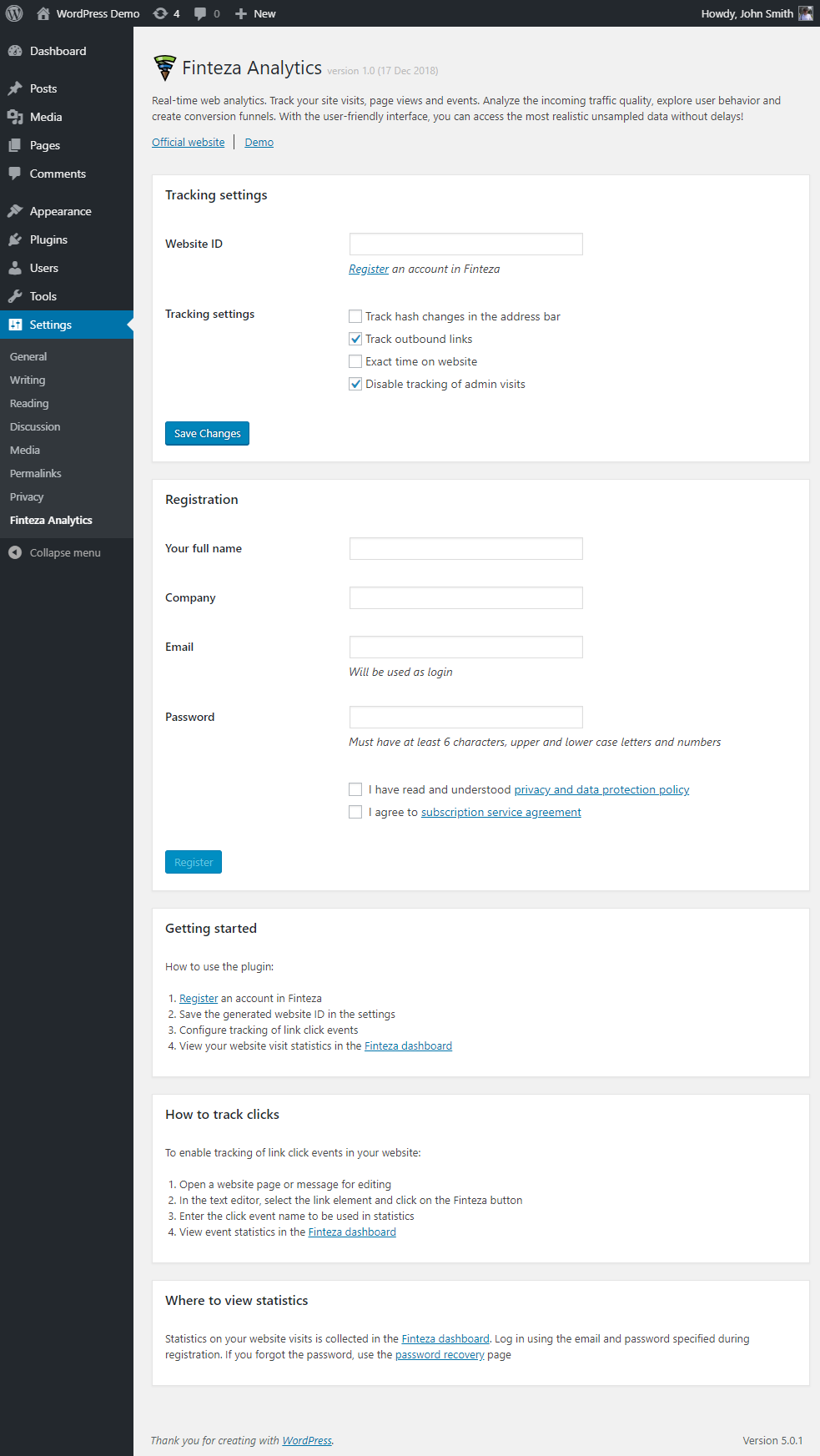 Plugin settings