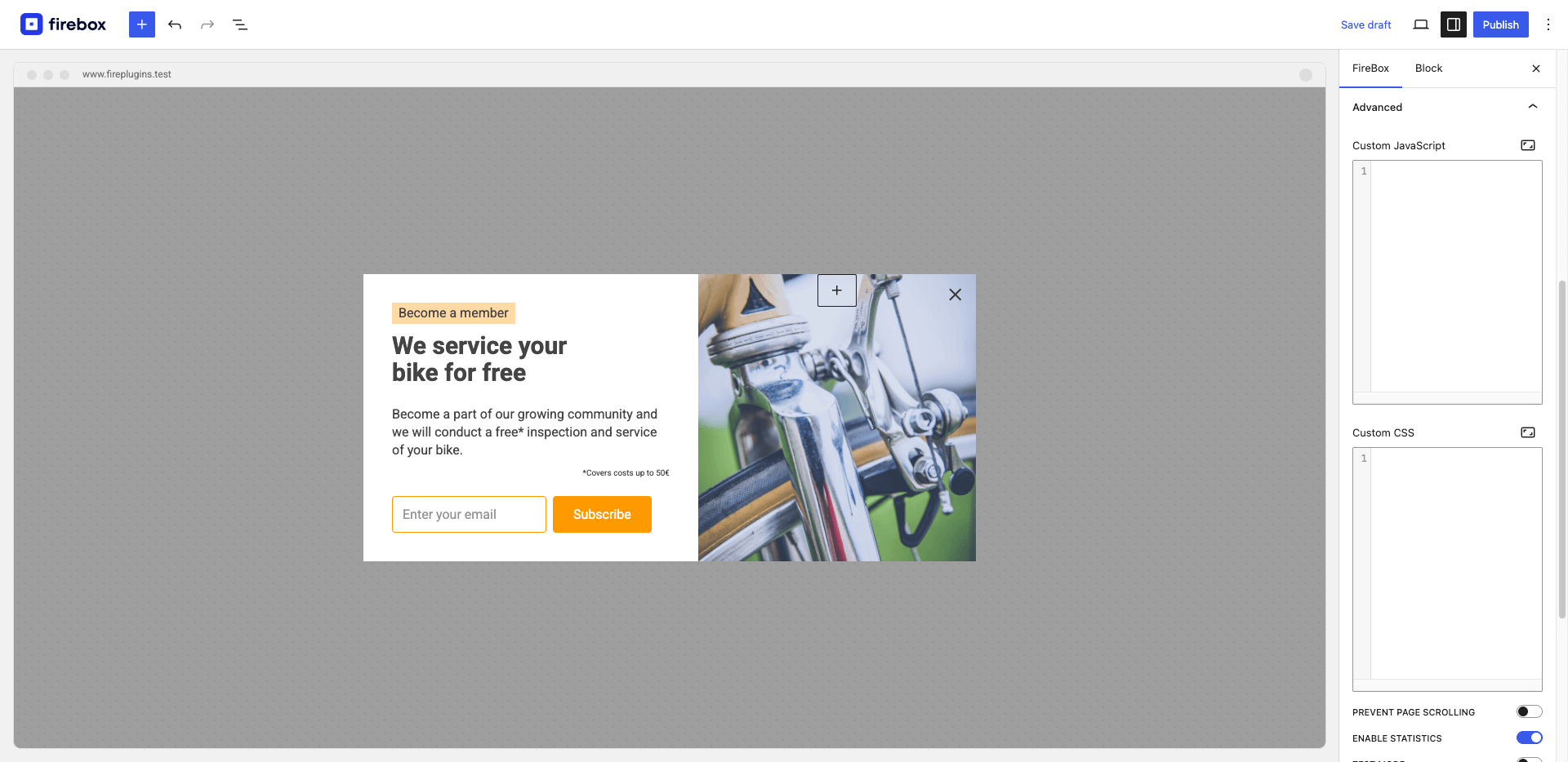 Set campaign advanced settings, such as Custom CSS, Javascript, and more!