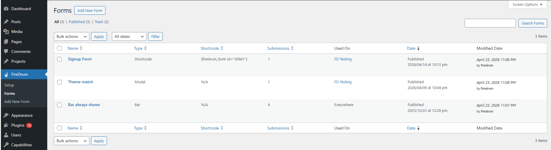 <p>The forms list interface.</p>