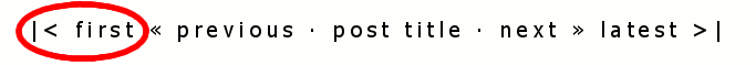 Here's an example of the plugin in use. The red circle is around a link to the first (oldest) post.