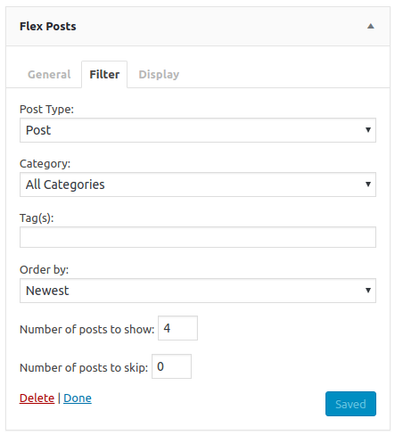 Widget settings / Filter
