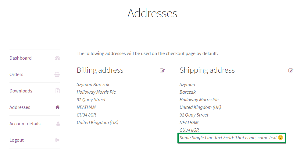 Add new shipping fields to the WooCommerce checkout page and My account