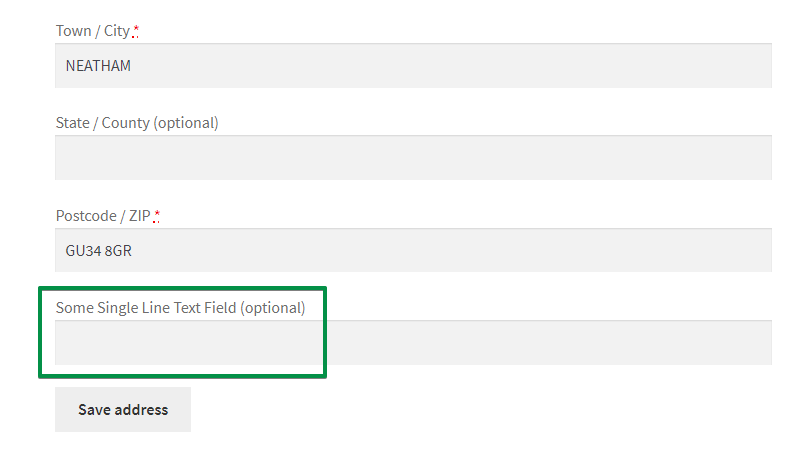 Optional text field in the checkout