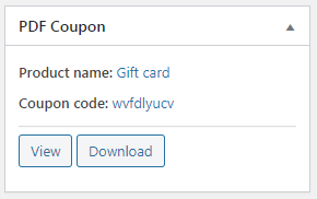 The gift card metabox in the WooCommerce order screen.