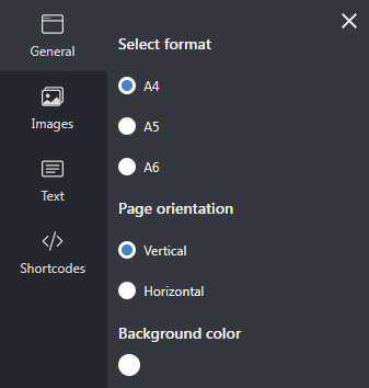 Some options for the plugin's graphic editor.