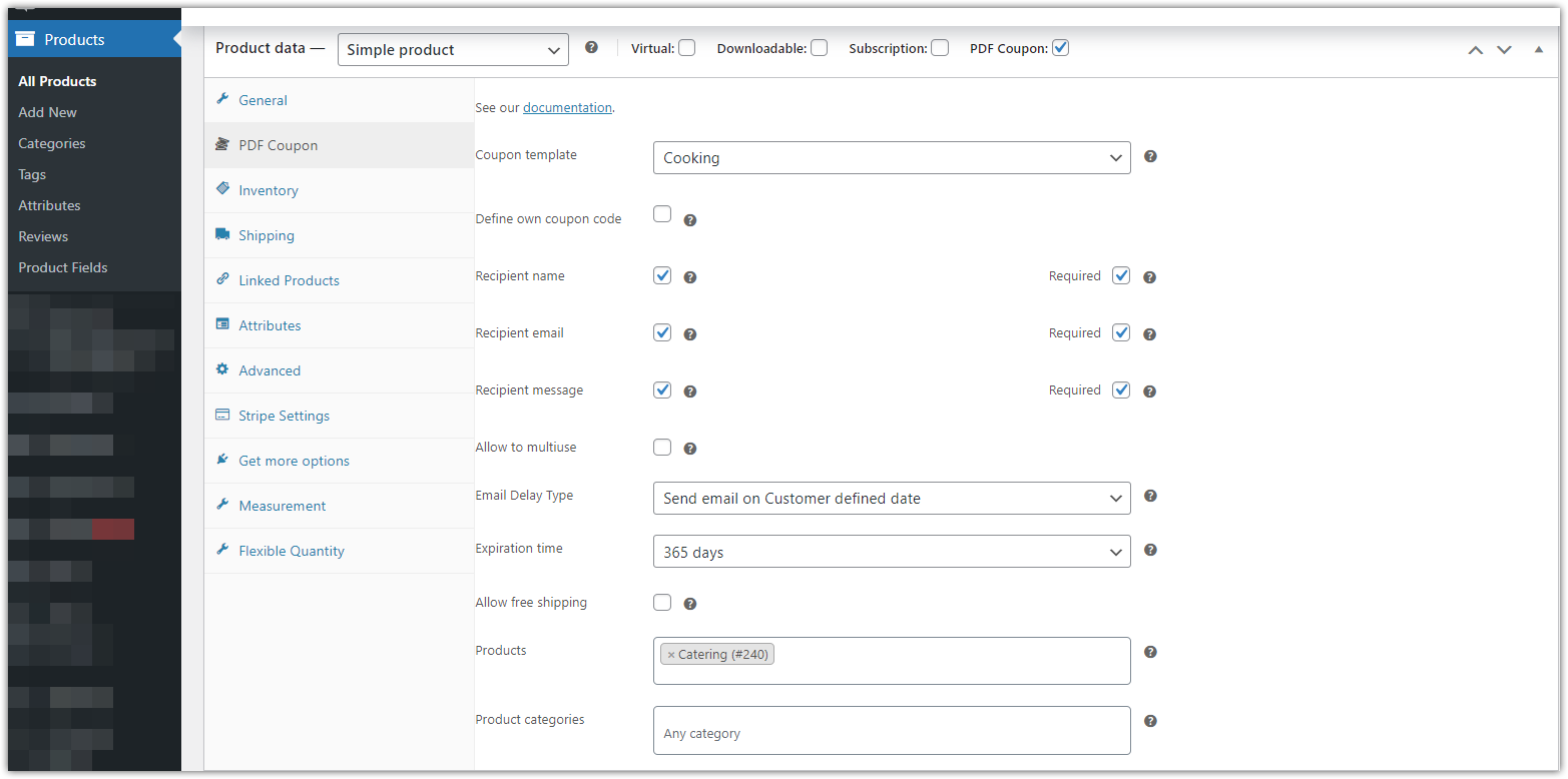 Product settings for advanced email sending (PRO add-on).