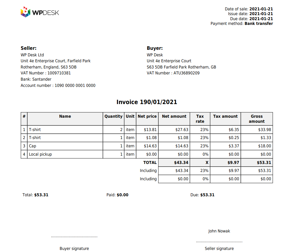 Flexible PDF Invoices for WooCommerce &amp; WordPress