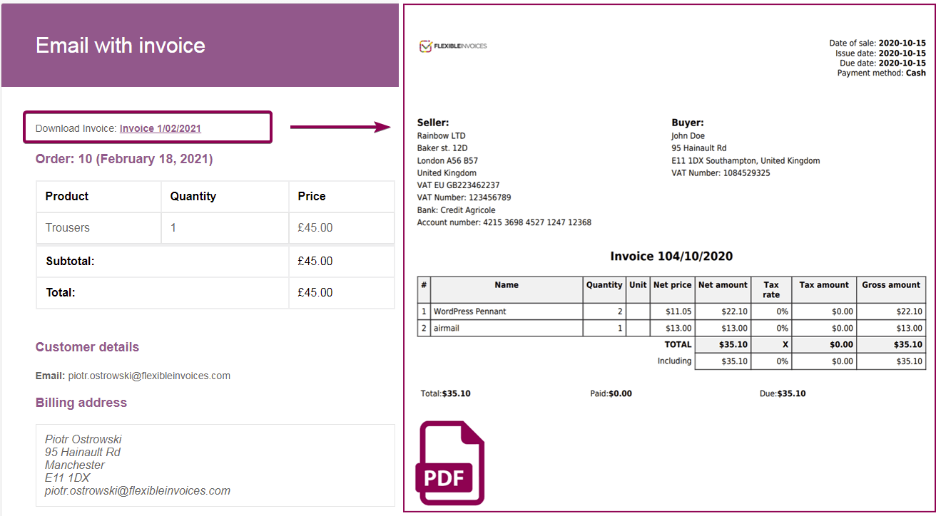 WordPress and WooCommerce PDF invoicing plugin.