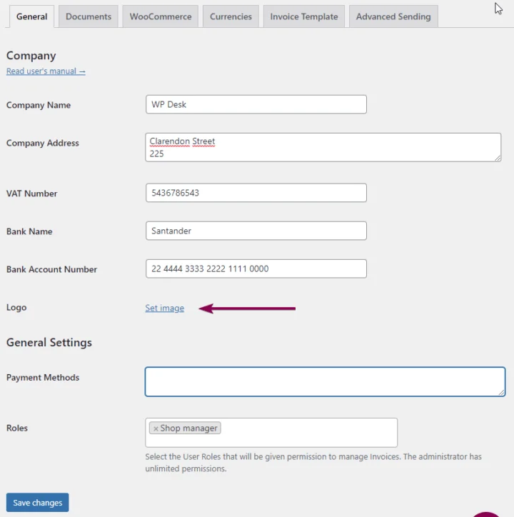 Set the seller logo on the Woo Commerce invoice.