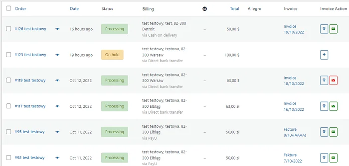 Use the plugin for WooCommerce orders to issue invoices quickly.