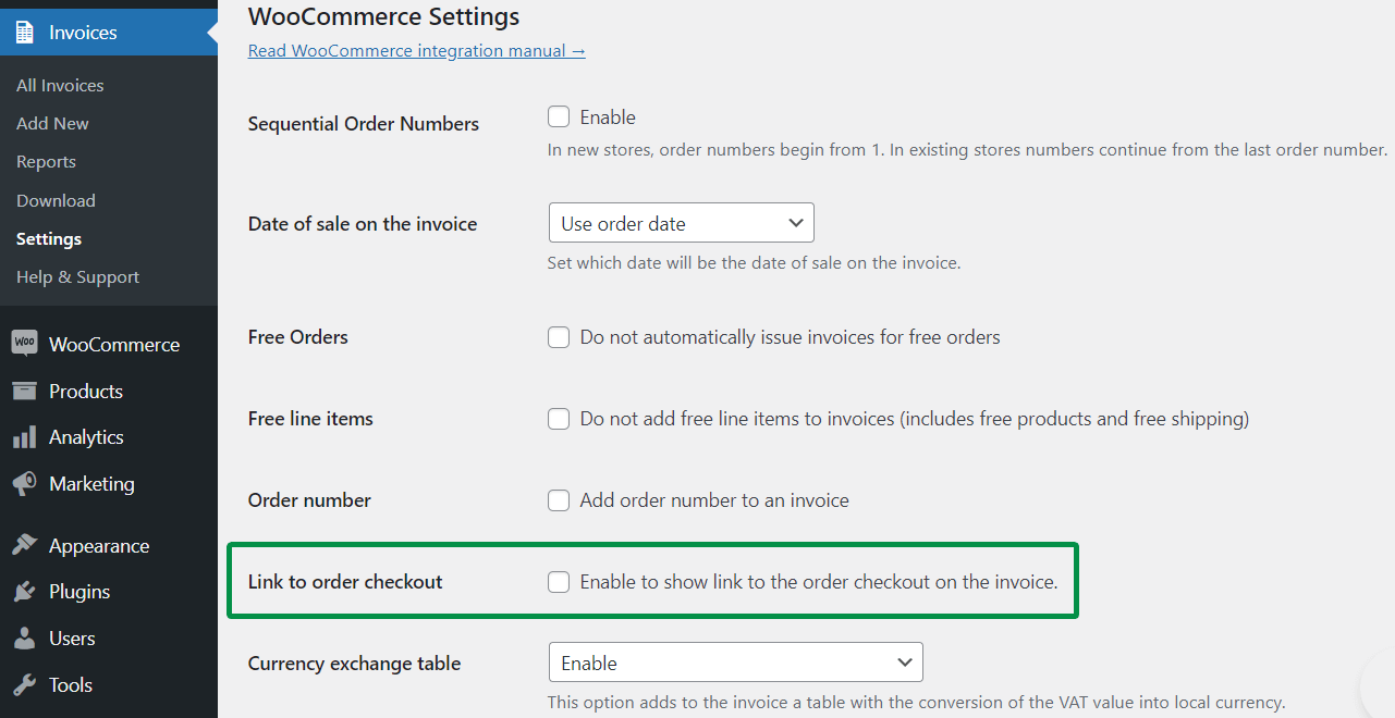 Show the invoice payment link to the WooCommerce checkout (PRO).