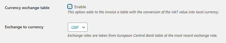 WooCommerce PDF invoice builder (currency exchange table) (PRO).