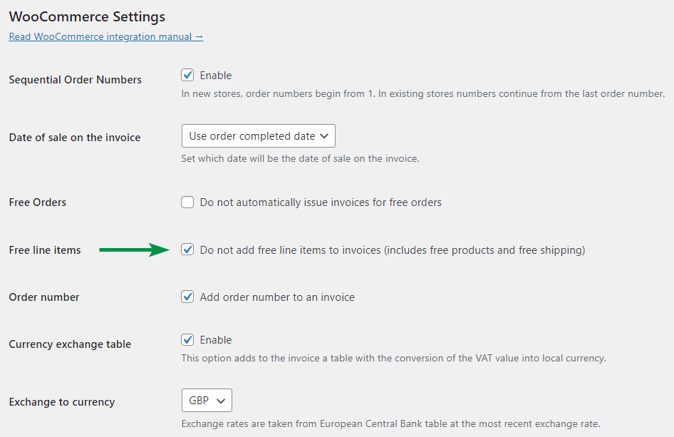 Billing plugin for WordPress and WooCommerce (exclude free items from PDF invoices).