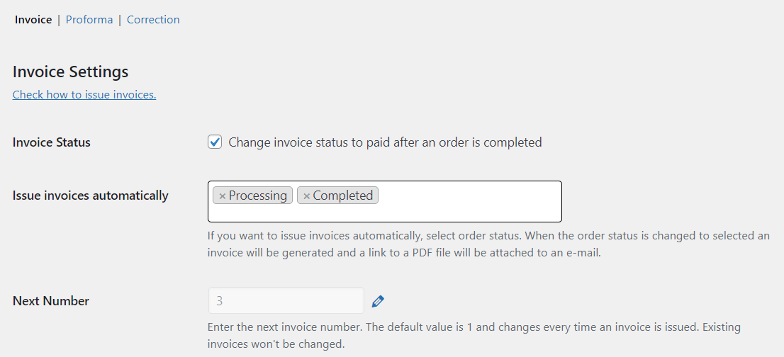 Issue WooCommerce PDF invoices automatically per chosen order statuses (PRO).