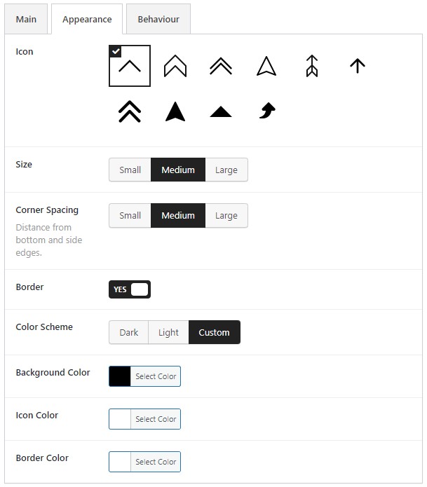 Options to customize the appearance of the button