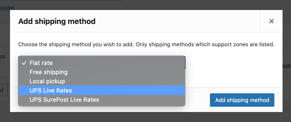Adding a new UPS Live Rates shipping method