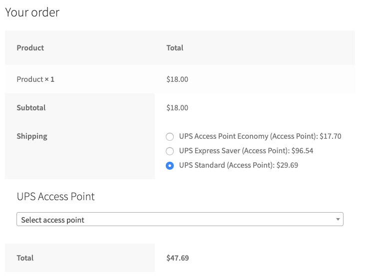Shipping Live Rates and Access Points for UPS for WooCommerce