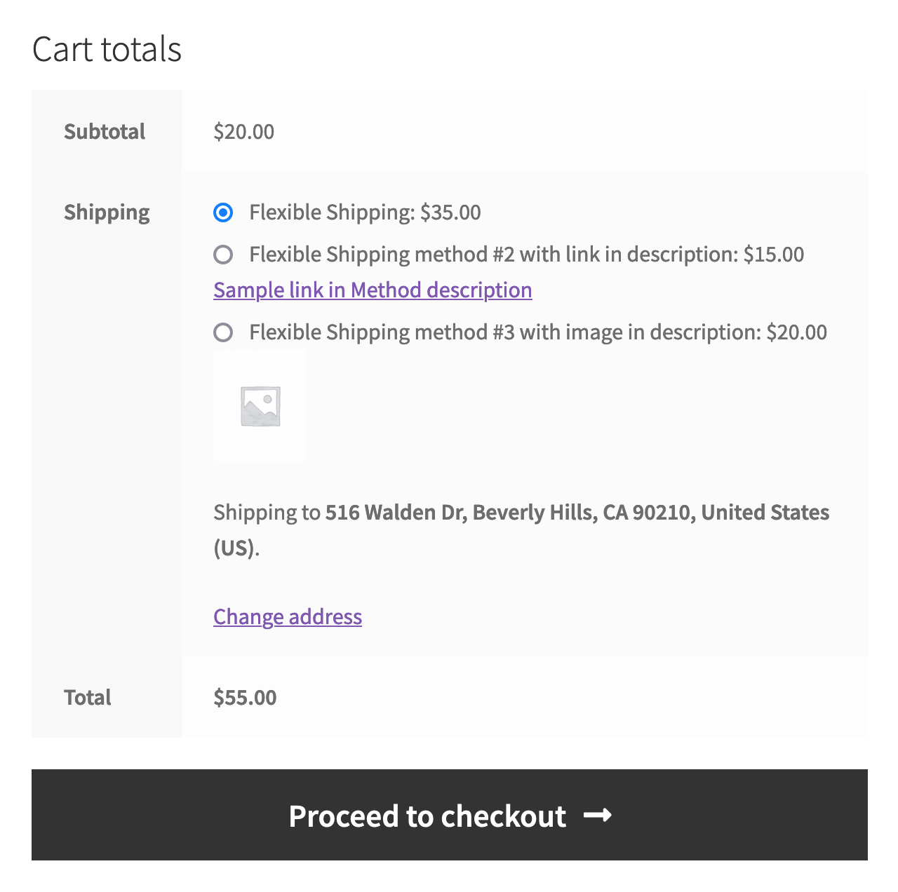 Flexible Shipping shipping methods in the cart