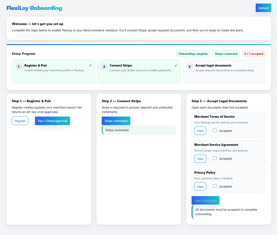 FlexiLay Onboarding View