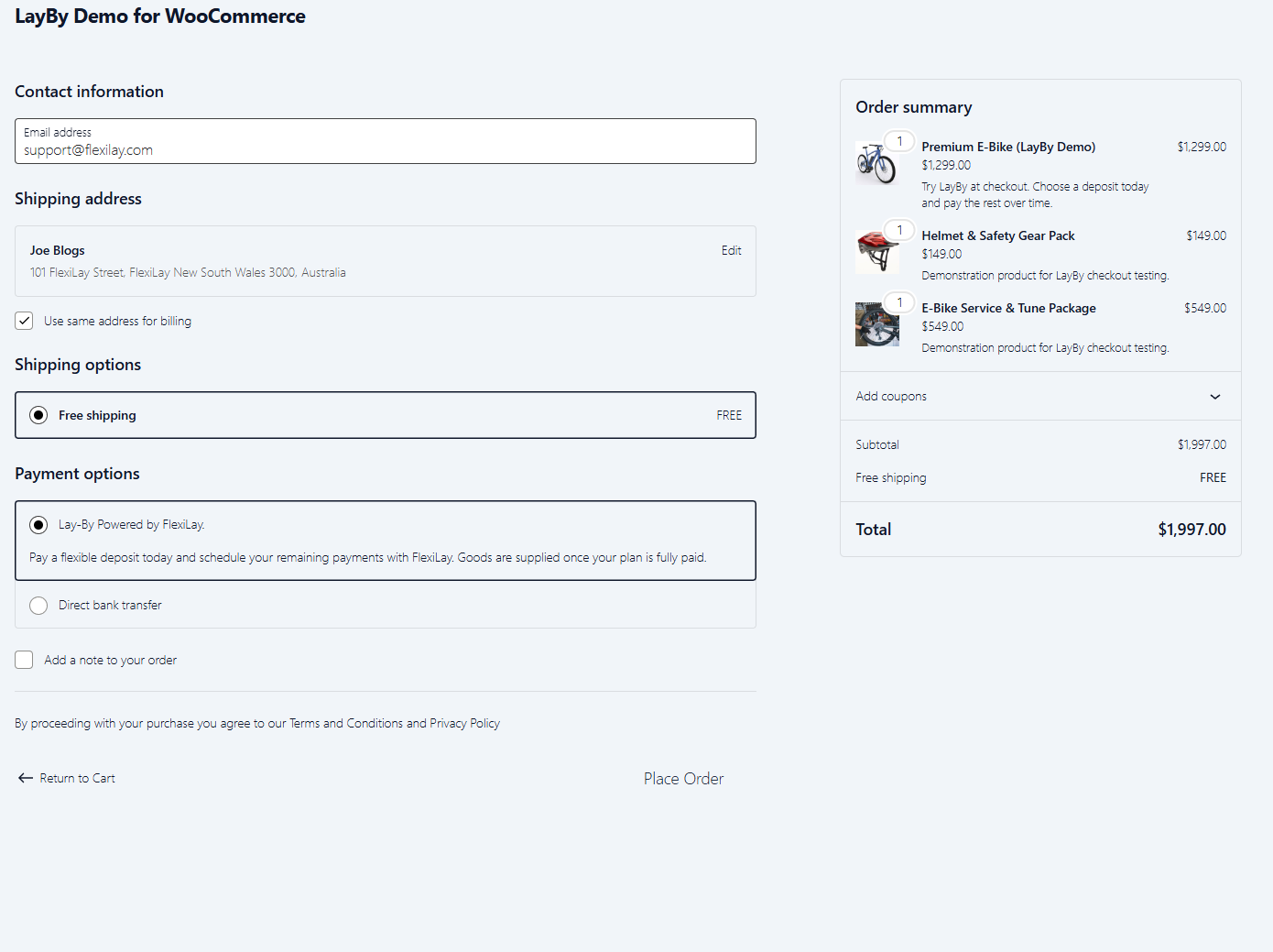 FlexiLay payment option at WooCommerce checkout