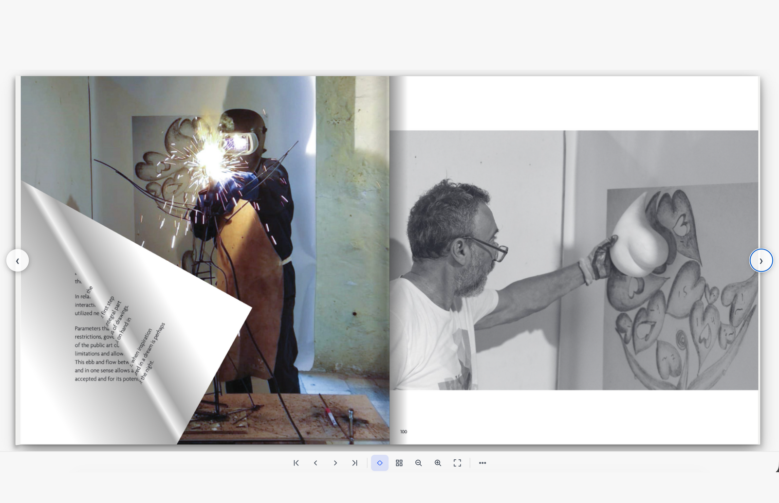 A flipbook in action — a realistic page-flip with a clean, light reading toolbar.