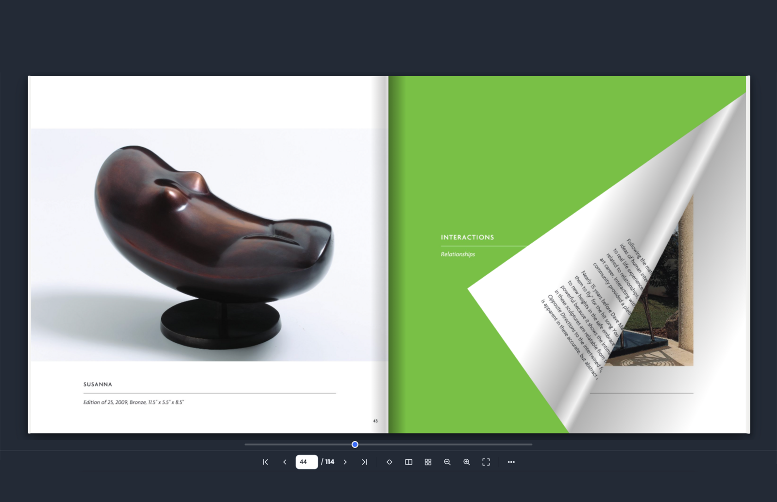 Distraction-free reading on a dark backdrop, with double-page spreads and thumbnails.