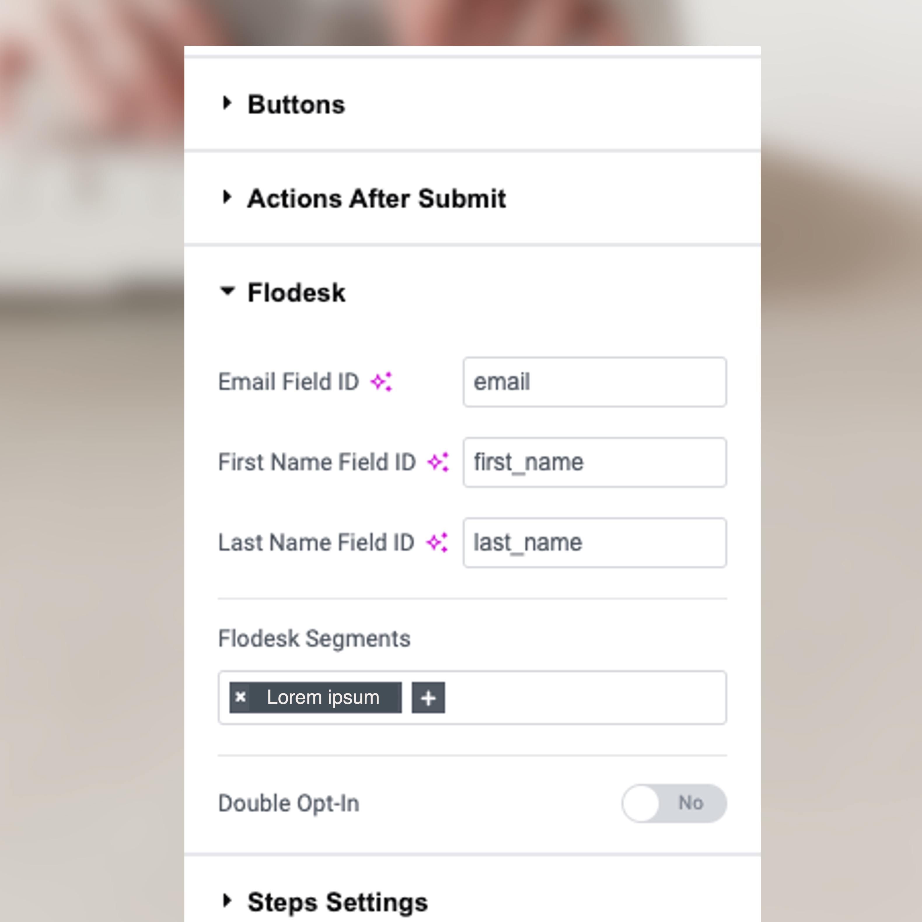 Configure the plugin in the Flodesk section