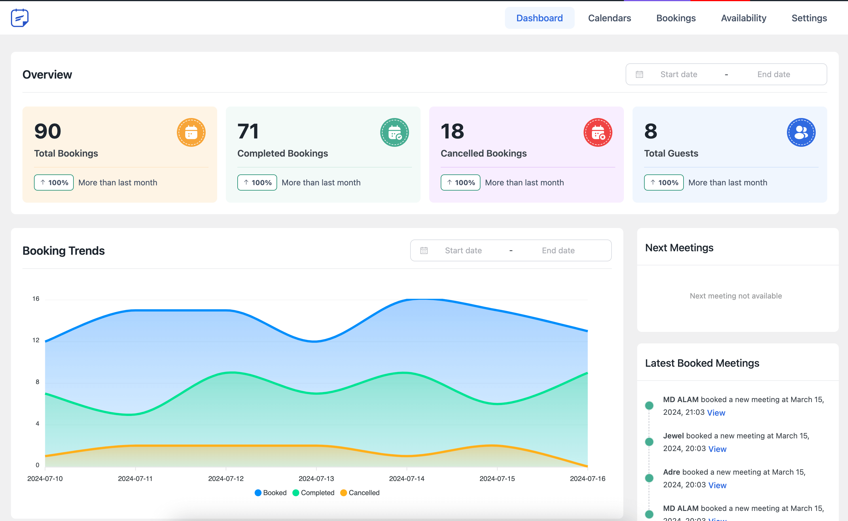 FluentBooking Dashboard