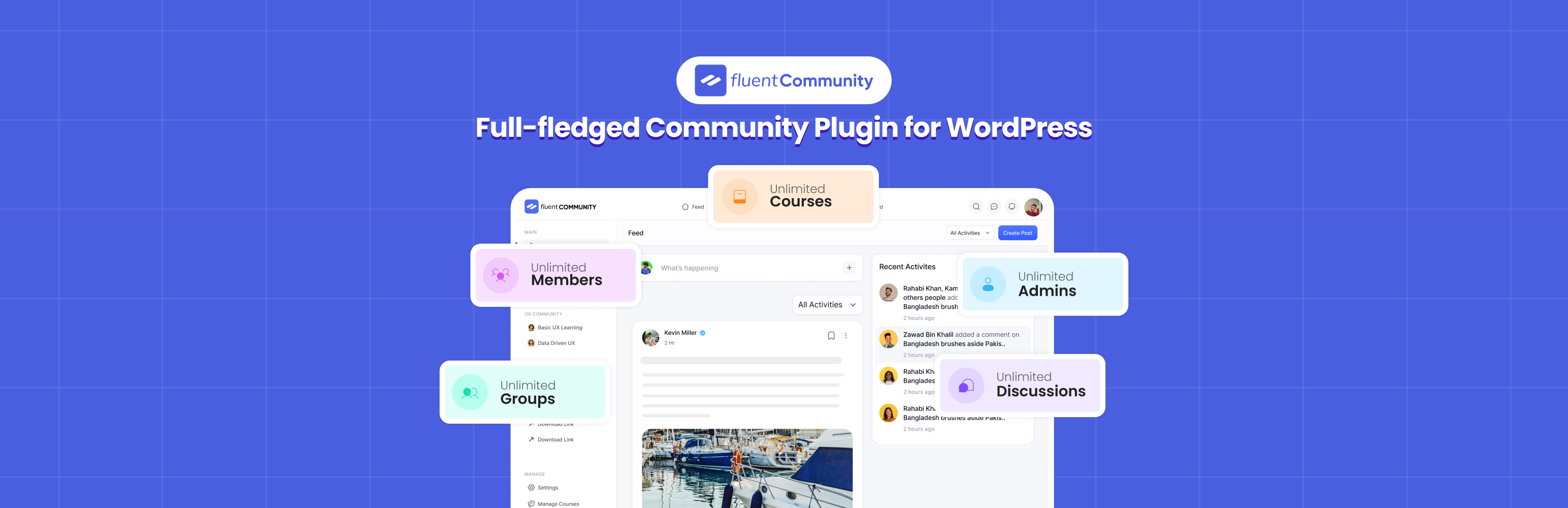 WordPress 外掛 FluentCommunity – Ultra-Fast High-Performance Social Network, Community, LMS & Online Courses Plugin 的封面圖片。