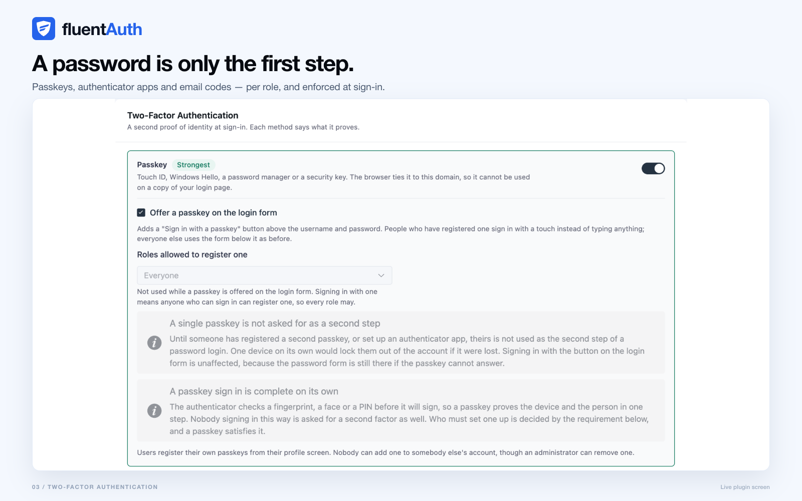 Passkey, Authenticator App and Email Two-Factor Authentication