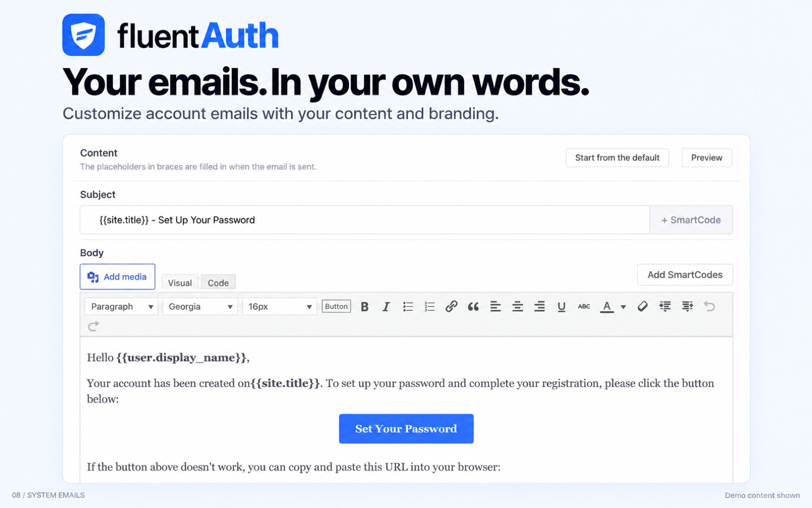 System Emails Customization