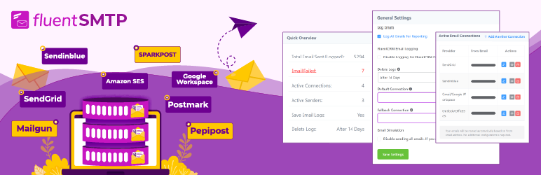 FluentSMTP – WP SMTP Plugin with Amazon SES, SendGrid, MailGun, Postmark, Google and Any SMTP Provider