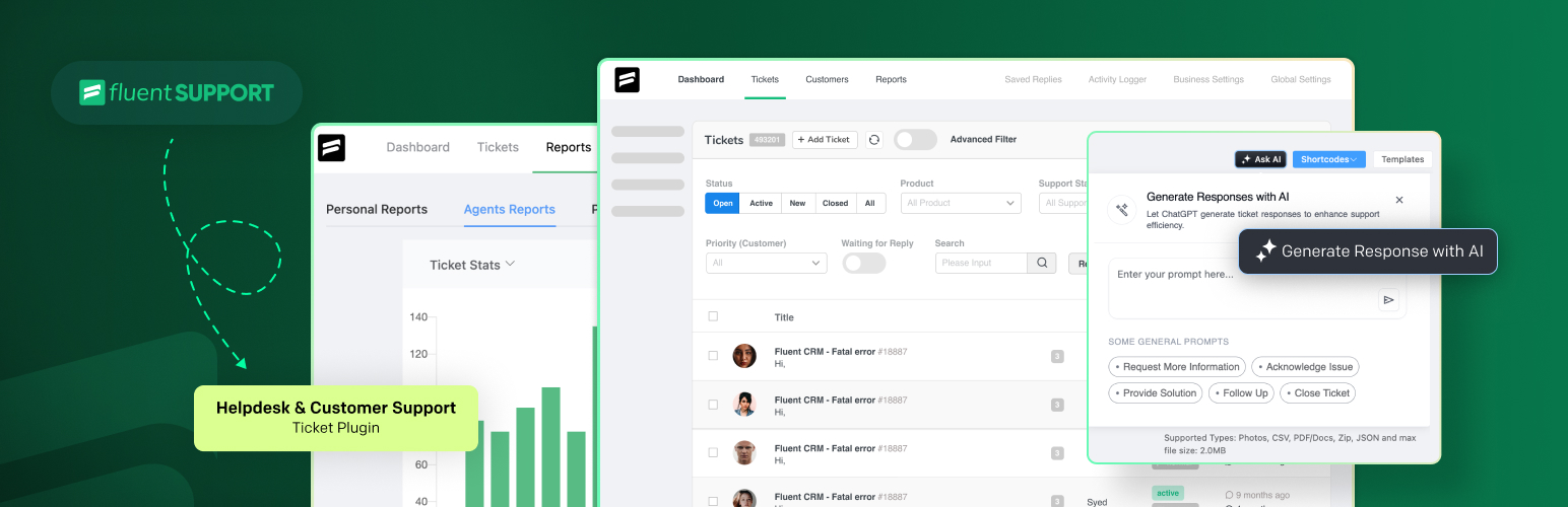 Fluent Support WordPress Helpdesk Plugins